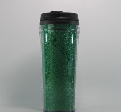 2015年新款 500ML星巴克廣告杯 雙層塑料杯 雙層閃粉